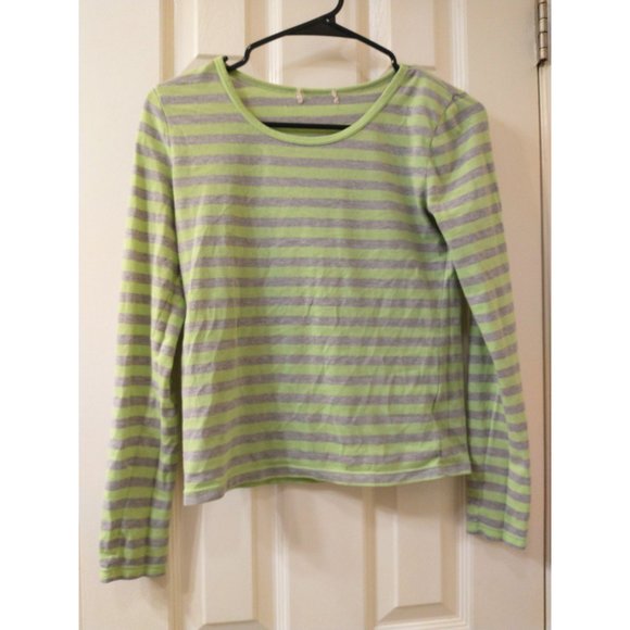 Green & Gray Striped Long-Sleeved T-Shirt - Picture 2 of 4
